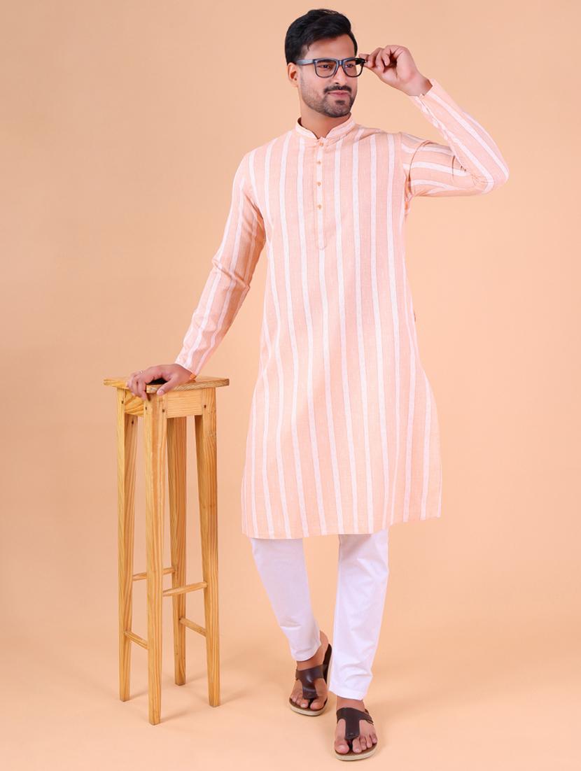 men mandarin neck kurta pyjama ethnic wear set - 22061842 - Zoom Image - 0