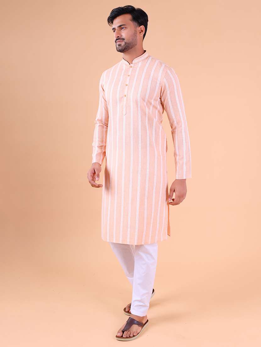 men mandarin neck kurta pyjama ethnic wear set - 22061842 - Standard Image - 3