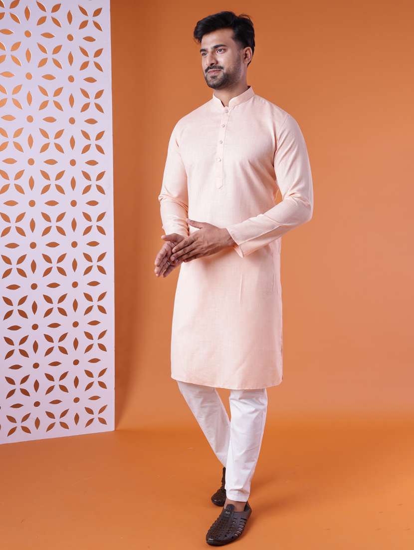men mandarin neck kurta pyjama ethnic wear set - 22061843 - Standard Image - 3