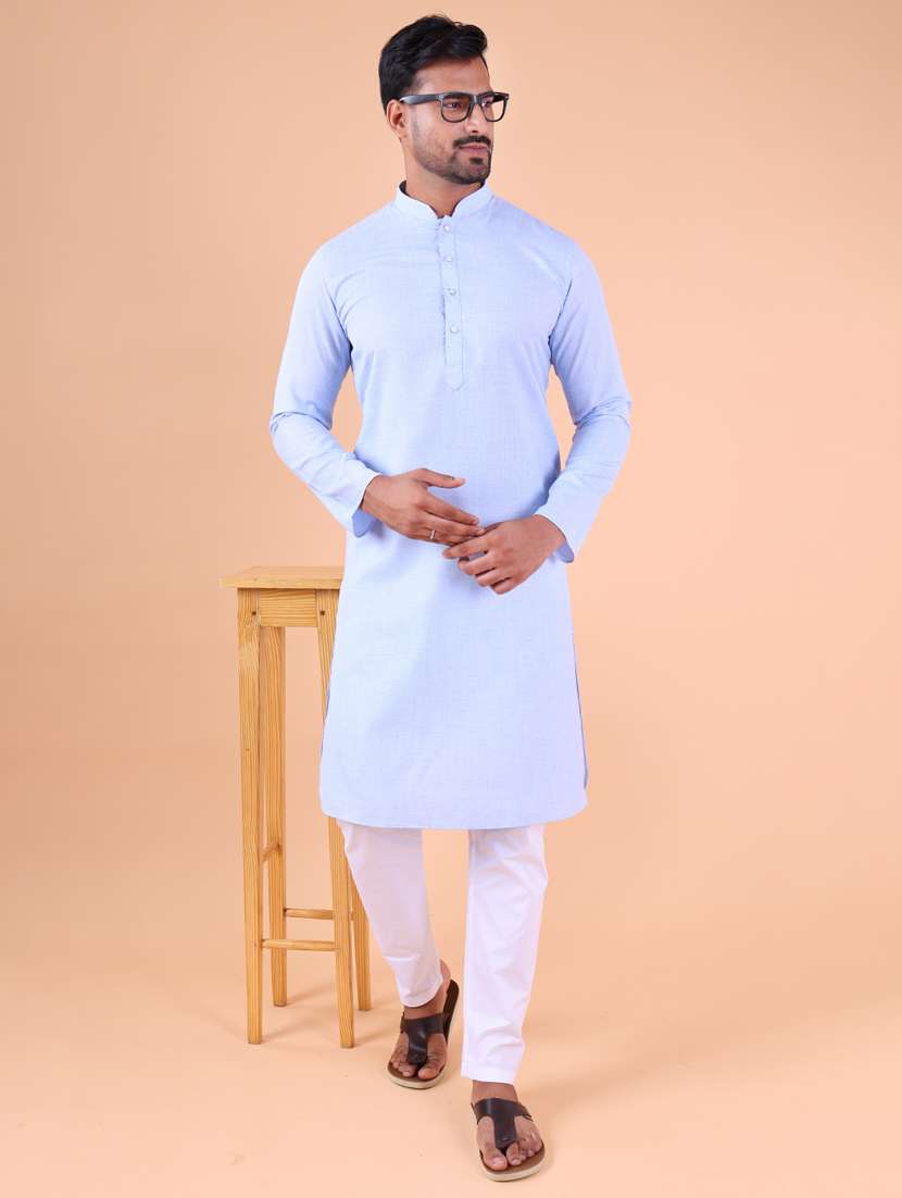 men mandarin neck kurta pyjama ethnic wear set - 22061844 - Zoom Image - 0