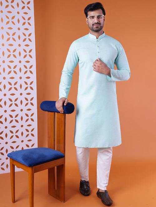 men mandarin neck kurta pyjama ethnic wear set - 22061845 - Standard Image - 0