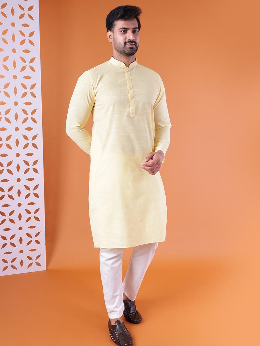 men mandarin neck kurta pyjama ethnic wear set - 22061846 - Standard Image - 3