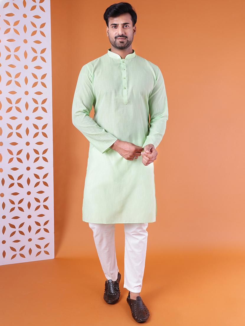 men mandarin neck kurta pyjama ethnic wear set