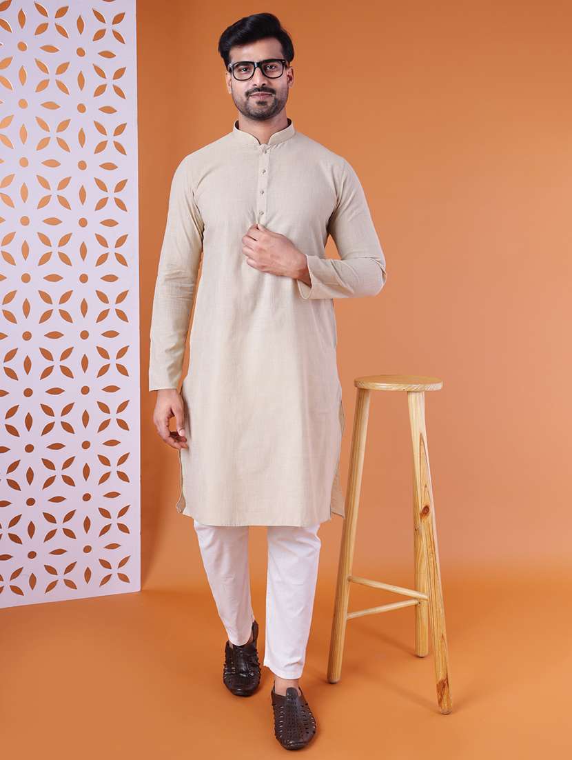 men mandarin neck kurta pyjama ethnic wear set - 22061850 -  Zoom Image - 0
