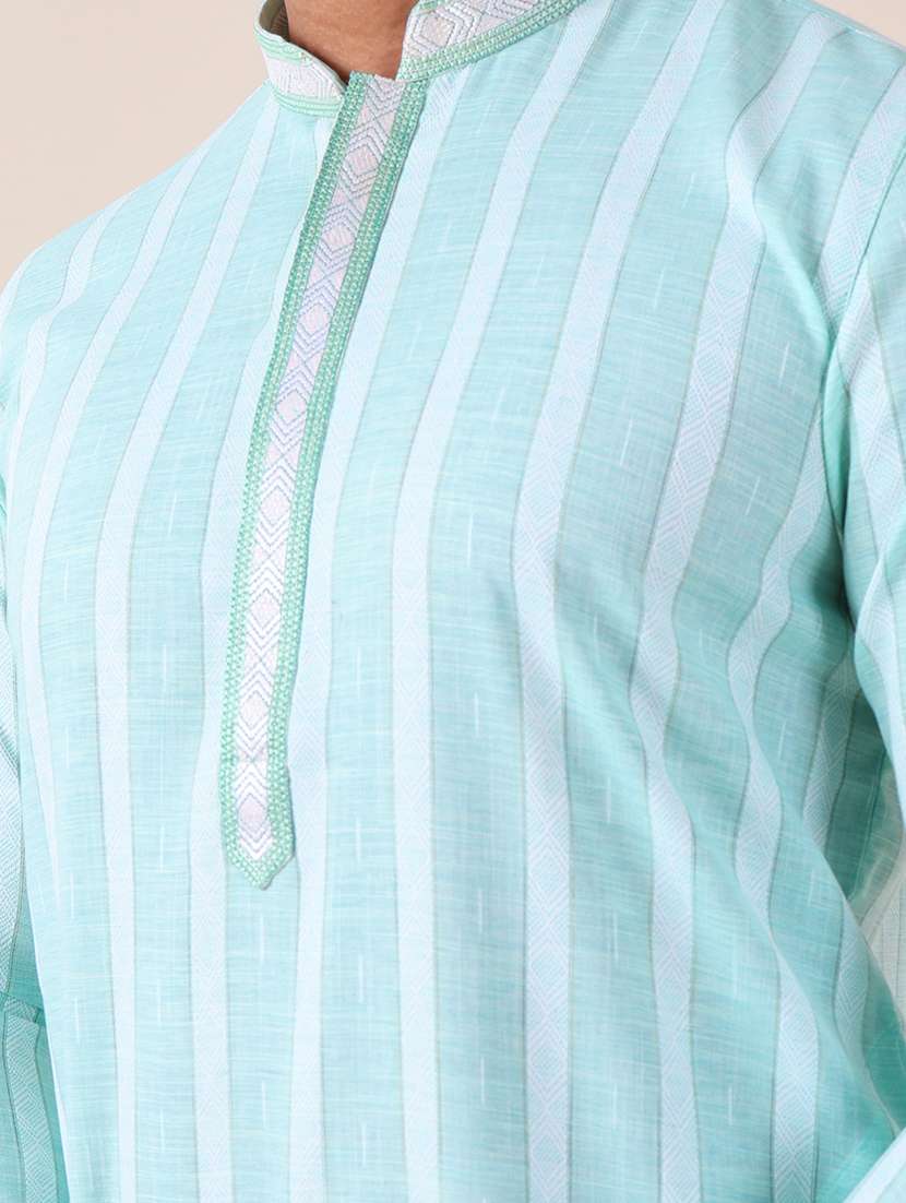 men mandarin neck kurta pyjama ethnic wear set - 22061851 - Standard Image - 5