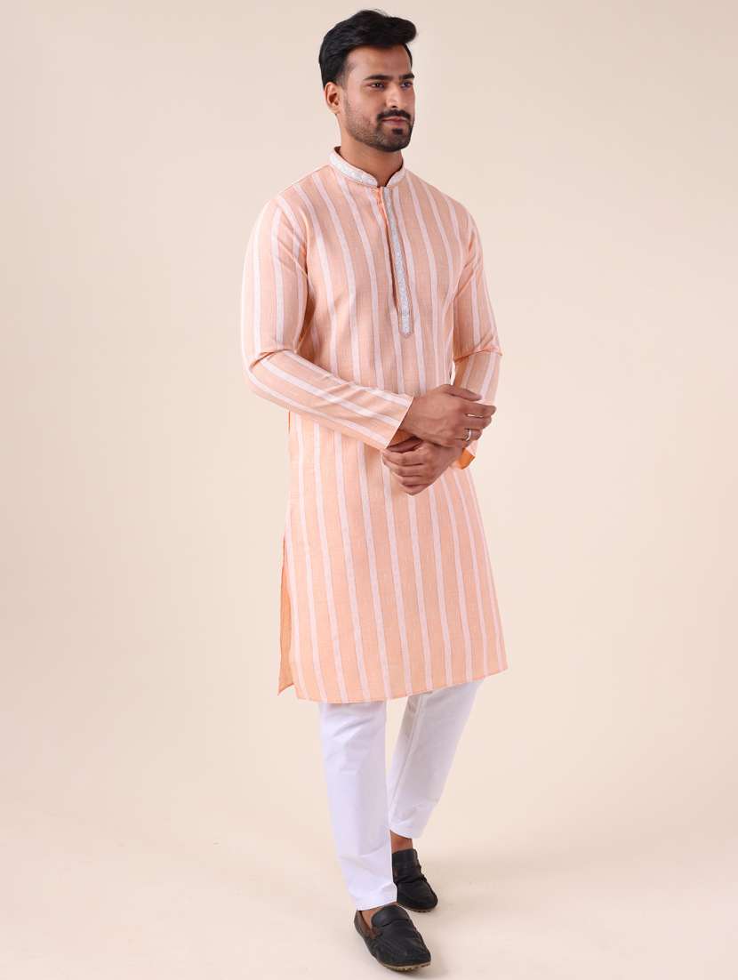 men mandarin neck kurta pyjama ethnic wear set - 22061852 - Standard Image - 3