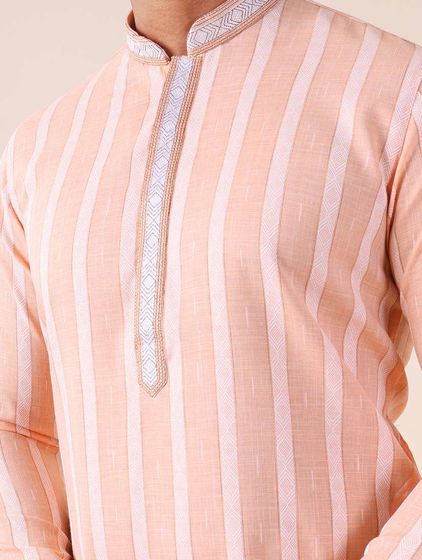 men mandarin neck kurta pyjama ethnic wear set - 22061852 - Standard Image - 5