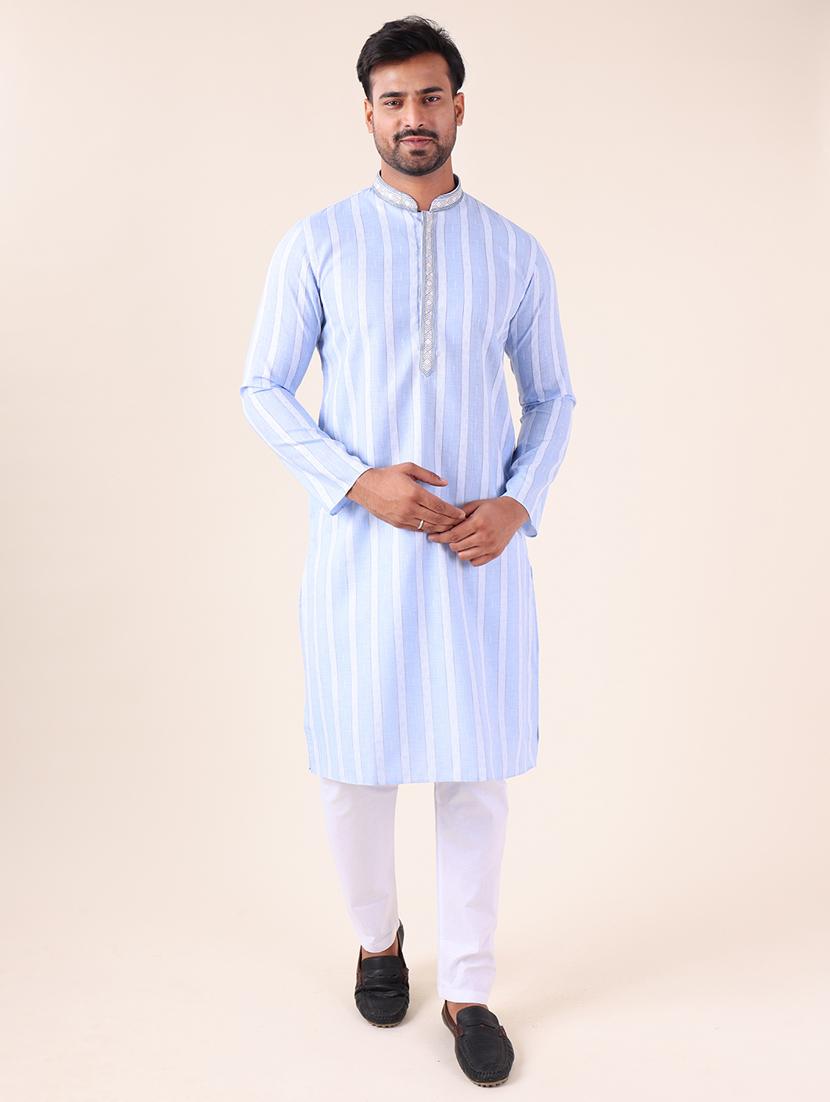 men mandarin neck kurta pyjama ethnic wear set - 22061853 -  Zoom Image - 0