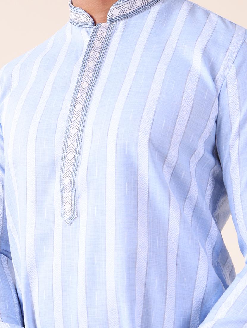 men mandarin neck kurta pyjama ethnic wear set - 22061853 - Standard Image - 5