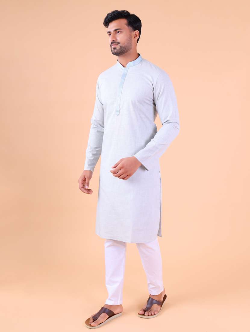 men mandarin neck kurta pyjama ethnic wear set - 22061855 - Standard Image - 3