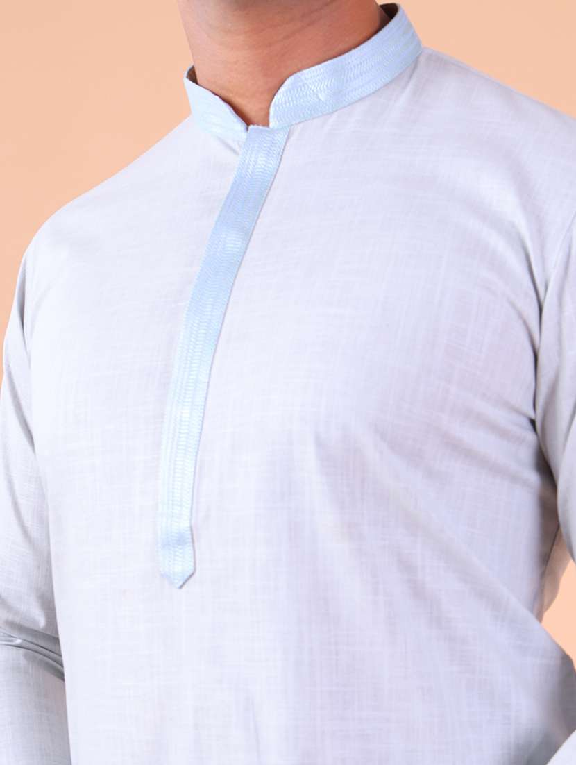 men mandarin neck kurta pyjama ethnic wear set - 22061855 - Standard Image - 5