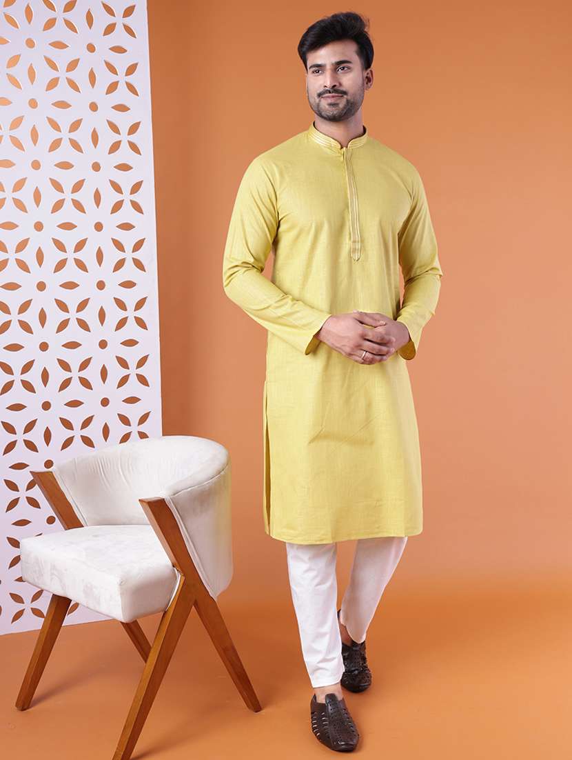 men mandarin neck kurta pyjama ethnic wear set - 22061856 - Zoom Image - 0