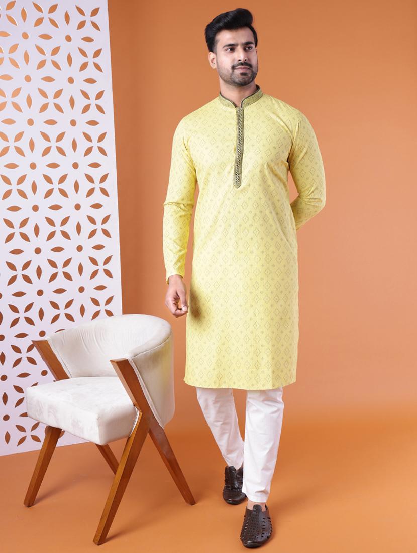 men mandarin neck kurta pyjama ethnic wear set - 22061858 -  Zoom Image - 0