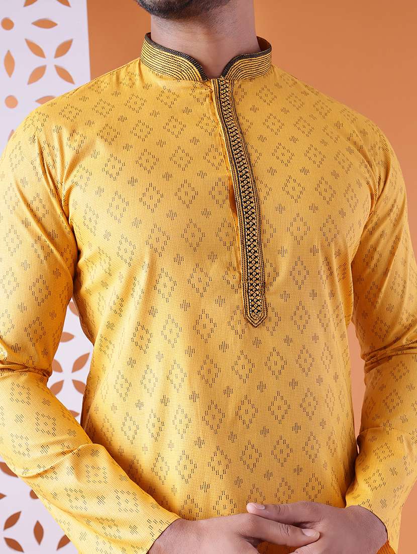 men mandarin neck kurta pyjama ethnic wear set - 22061859 - Standard Image - 5