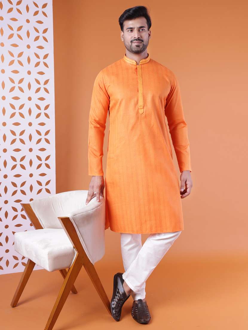 men mandarin neck kurta pyjama ethnic wear set