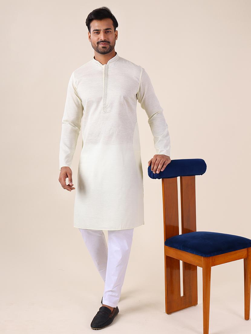 men mandarin neck kurta pyjama ethnic wear set - 22061870 - Zoom Image - 0
