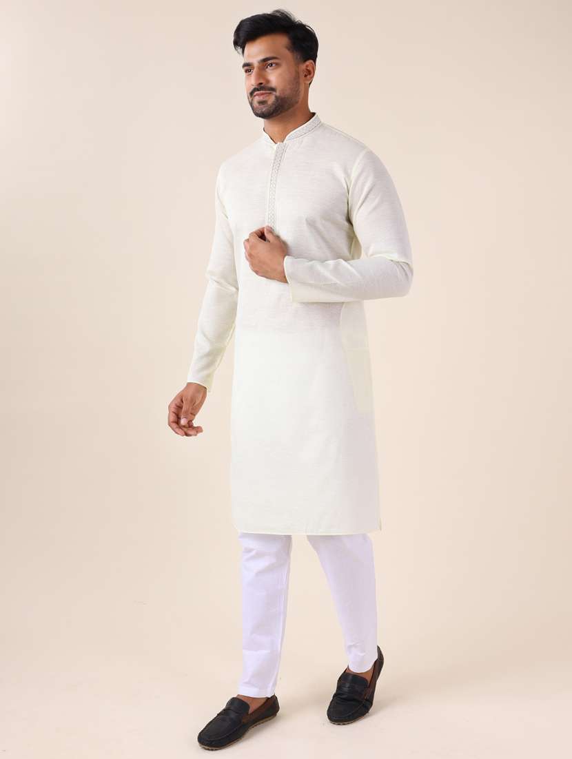 men mandarin neck kurta pyjama ethnic wear set - 22061870 - Standard Image - 3