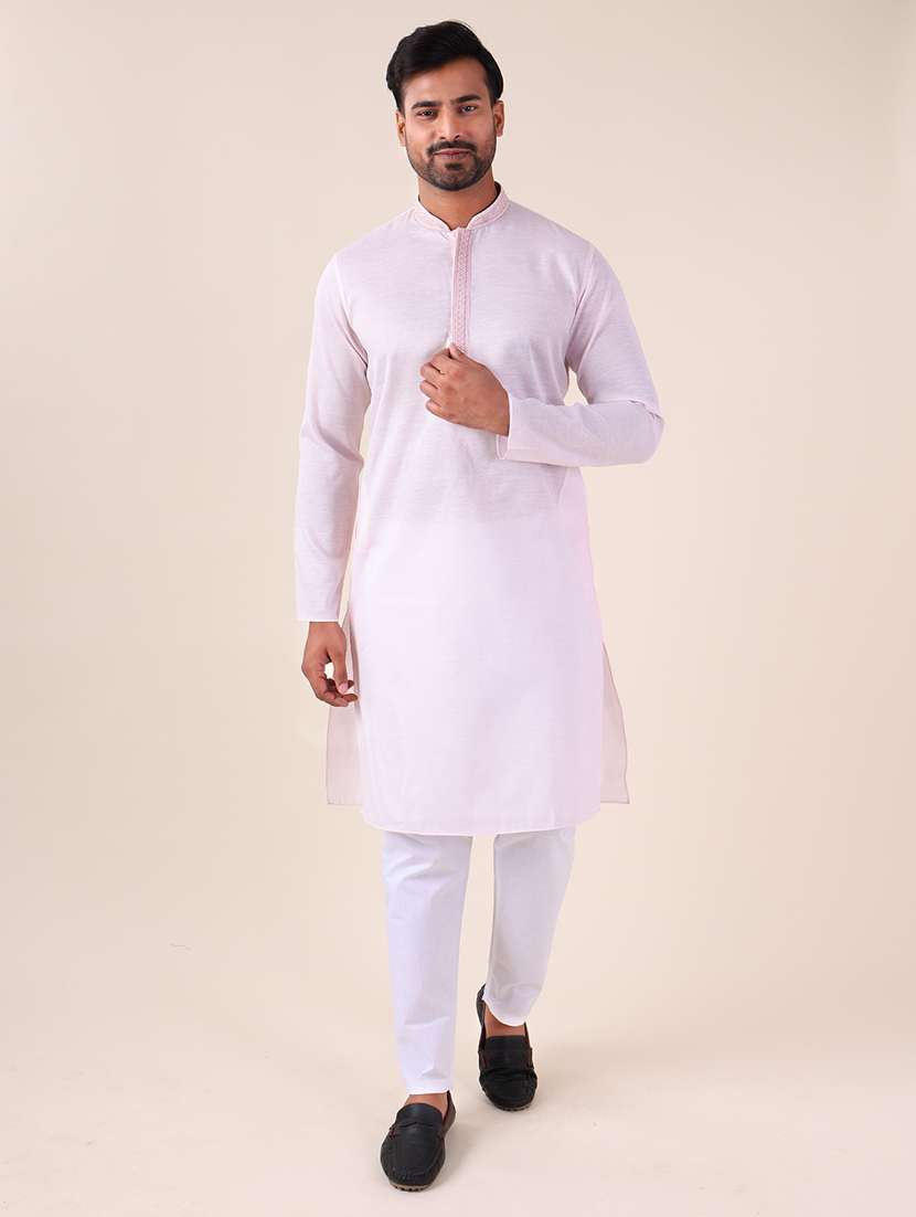 men mandarin neck kurta pyjama ethnic wear set - 22061871 - Zoom Image - 0