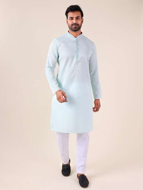 men mandarin neck kurta pyjama ethnic wear set - 22061872 -  Standard Image - 0