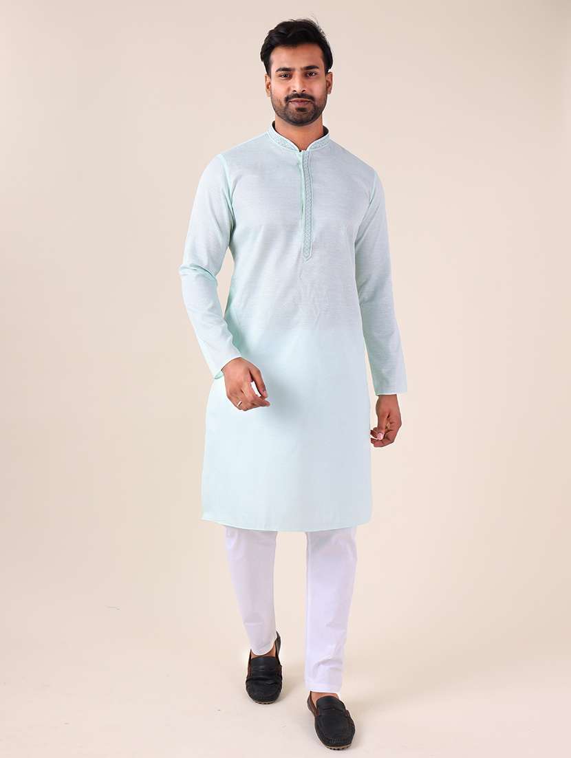 men mandarin neck kurta pyjama ethnic wear set - 22061872 -  Zoom Image - 0