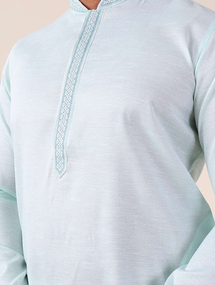 men mandarin neck kurta pyjama ethnic wear set - 22061872 - Standard Image - 5