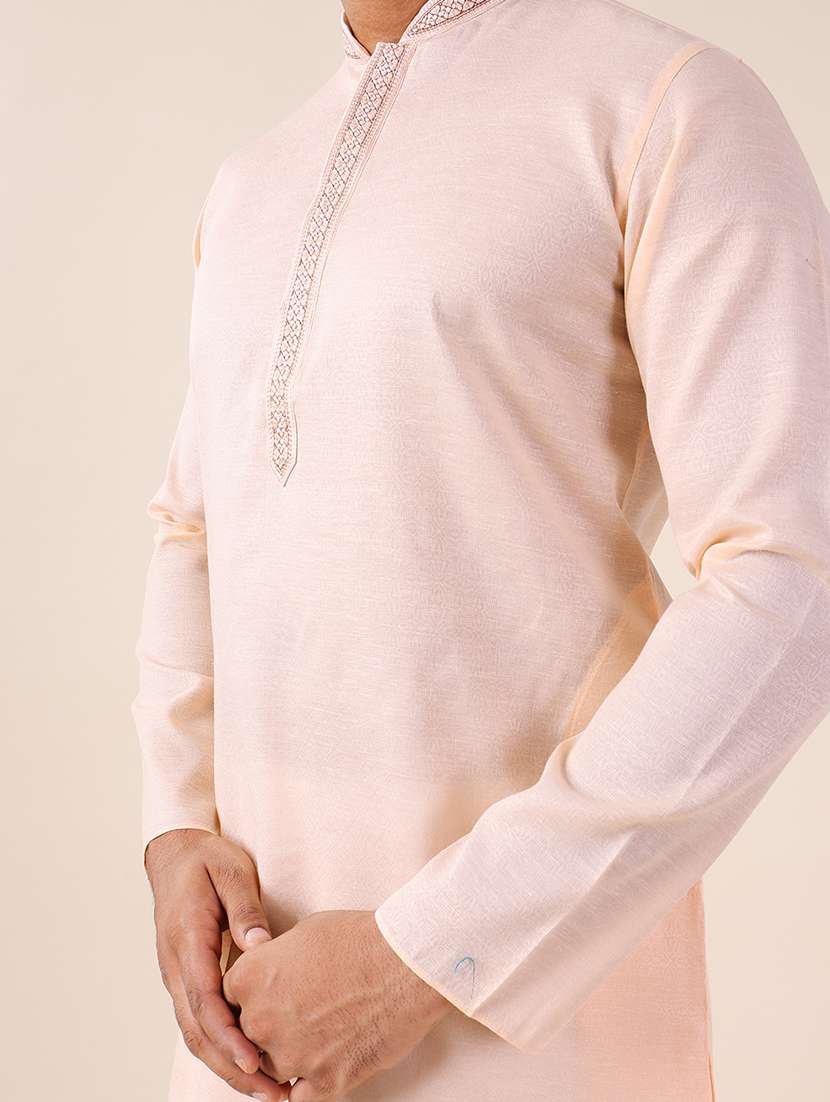 men mandarin neck kurta pyjama ethnic wear set - 22061873 - Standard Image - 5