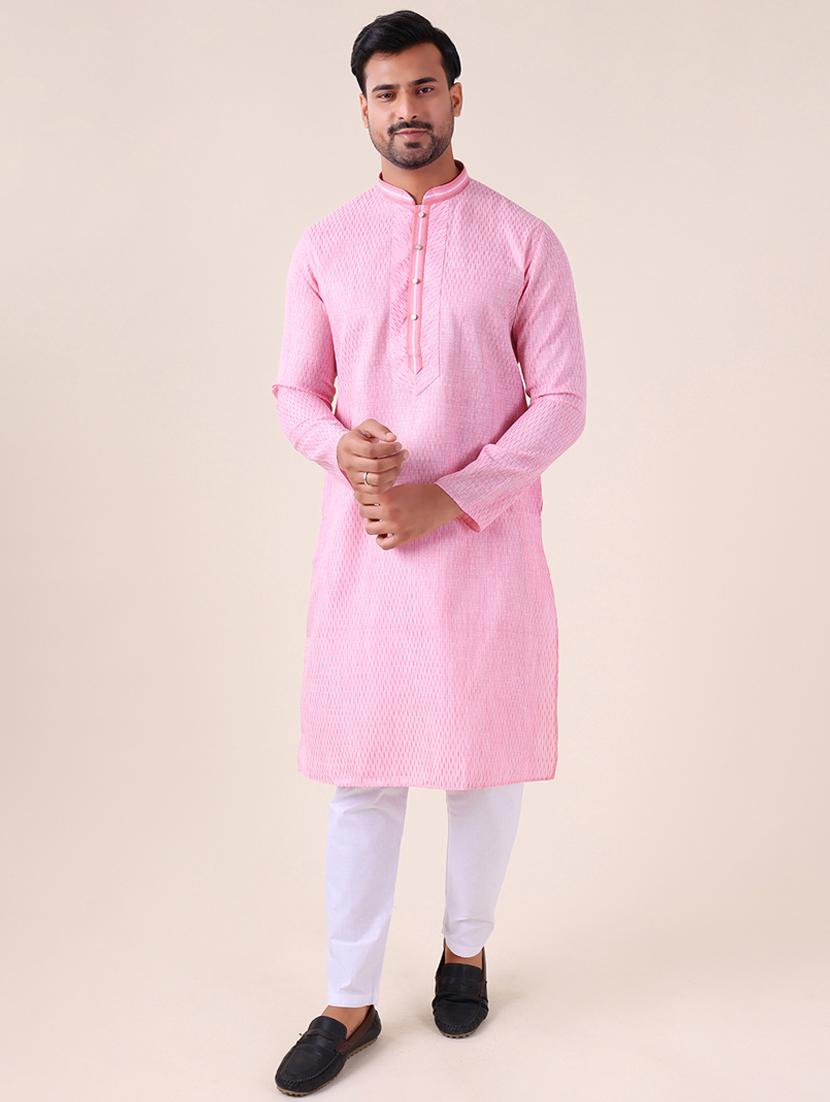 men mandarin neck kurta pyjama ethnic wear set