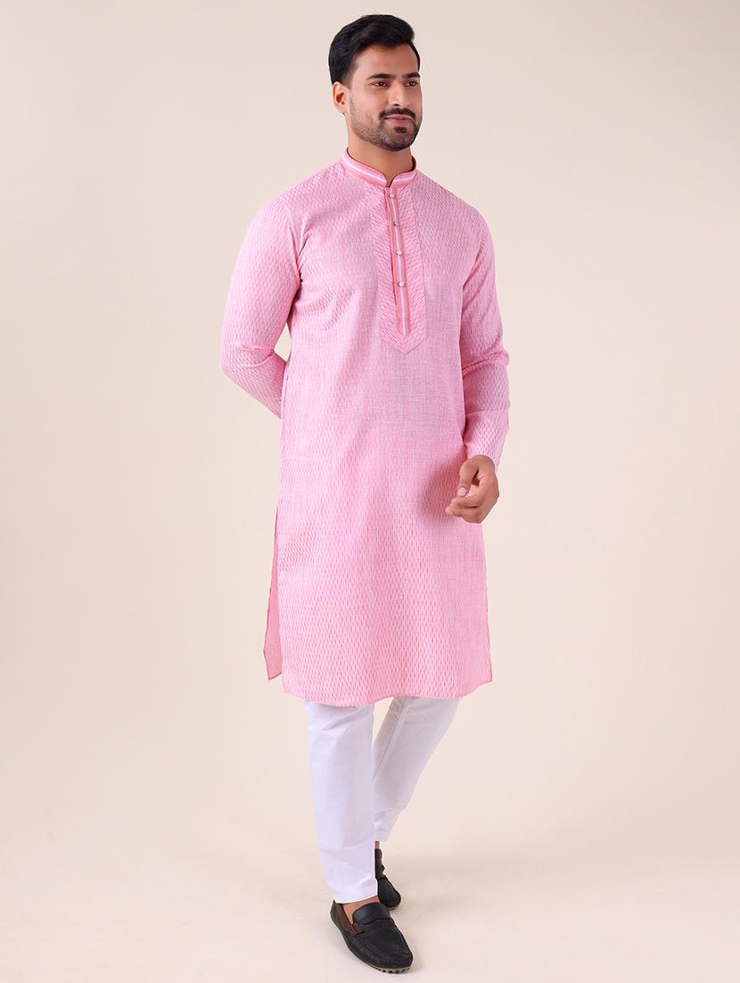 men mandarin neck kurta pyjama ethnic wear set - 22061874 - Standard Image - 3
