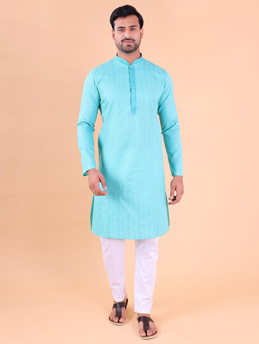 men mandarin neck kurta pyjama ethnic wear set - 22061876 -  Zoom Image - 0
