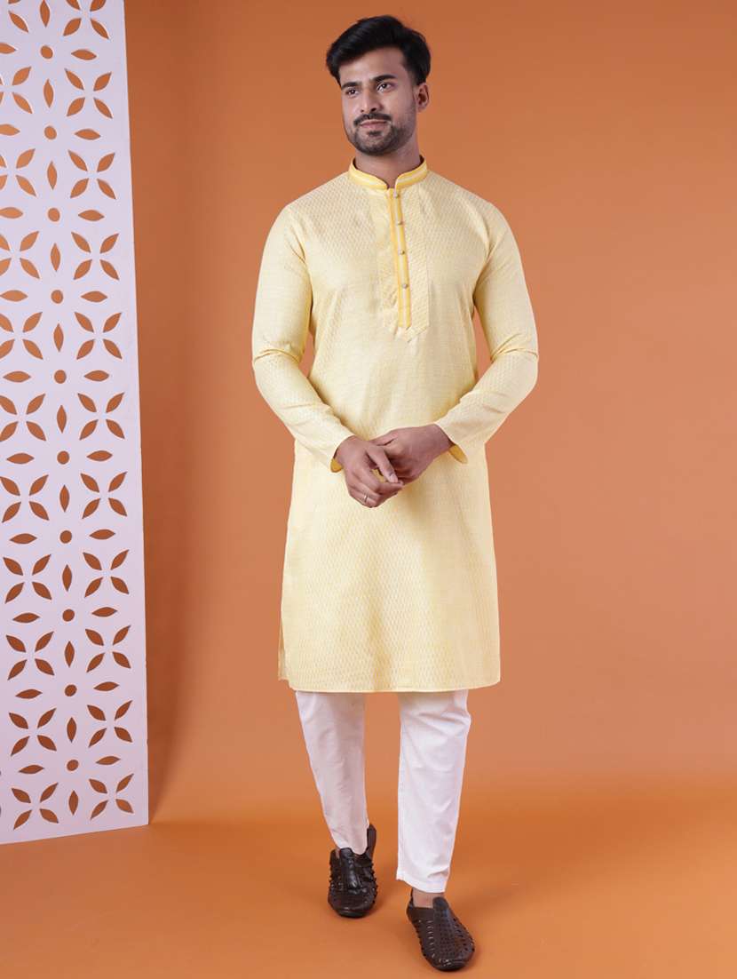 men mandarin neck kurta pyjama ethnic wear set