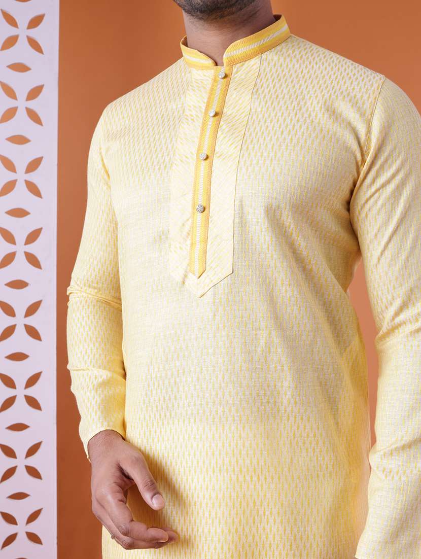 men mandarin neck kurta pyjama ethnic wear set - 22061877 - Standard Image - 5