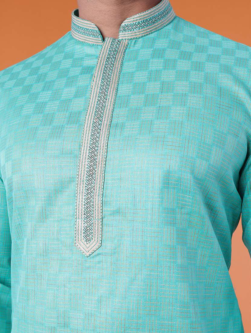 men mandarin neck kurta pyjama ethnic wear set - 22061878 - Standard Image - 5