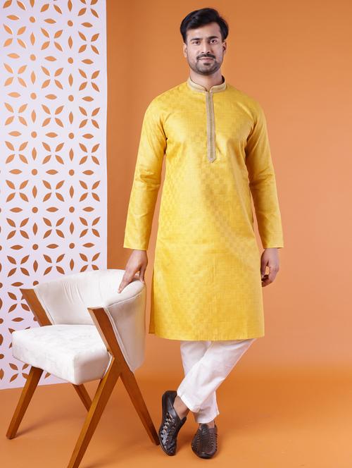 men mandarin neck kurta pyjama ethnic wear set - 22061880 -  Standard Image - 0