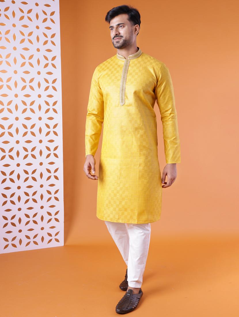 men mandarin neck kurta pyjama ethnic wear set - 22061880 - Standard Image - 3