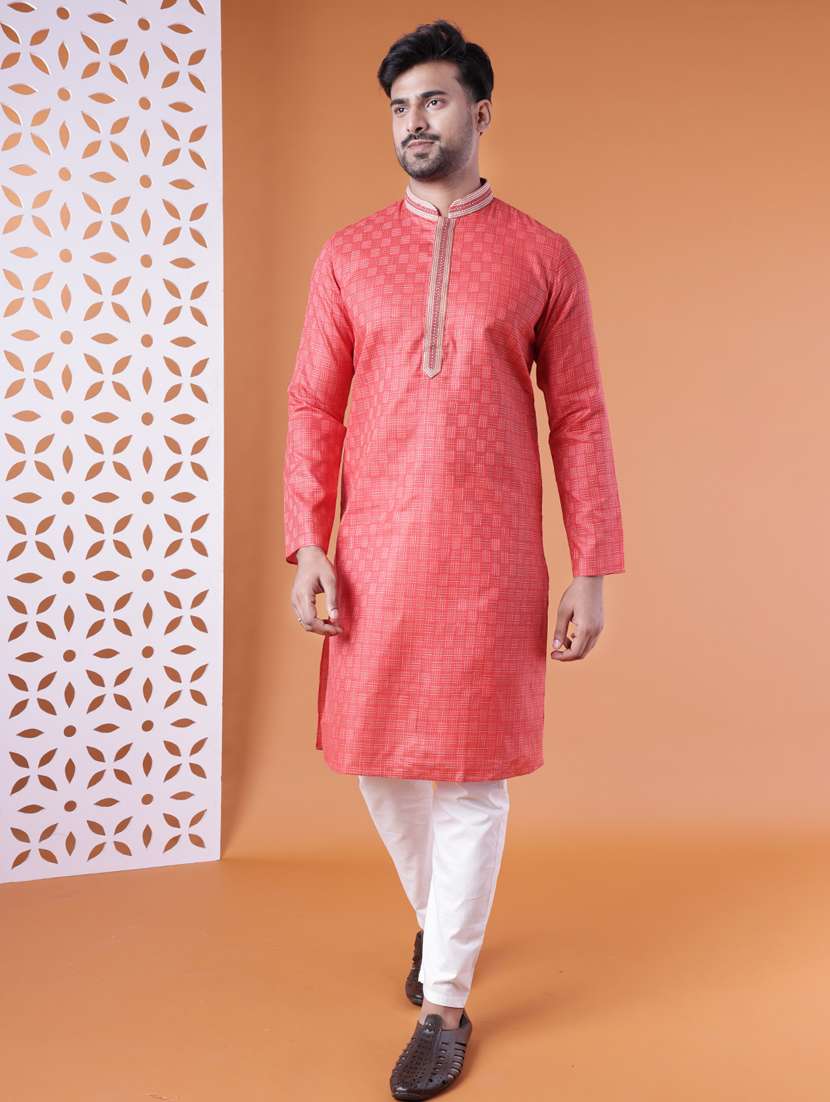 men mandarin neck kurta pyjama ethnic wear set - 22061881 -  Standard Image - 3