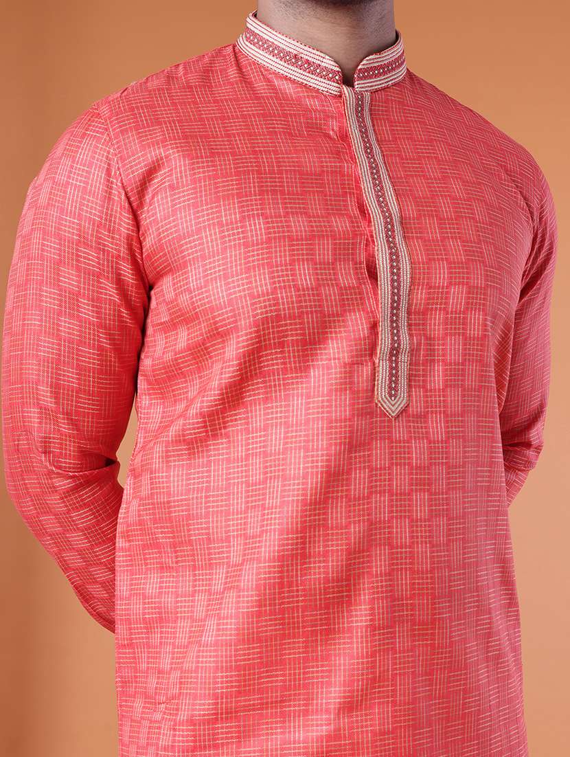 men mandarin neck kurta pyjama ethnic wear set - 22061881 -  Standard Image - 5