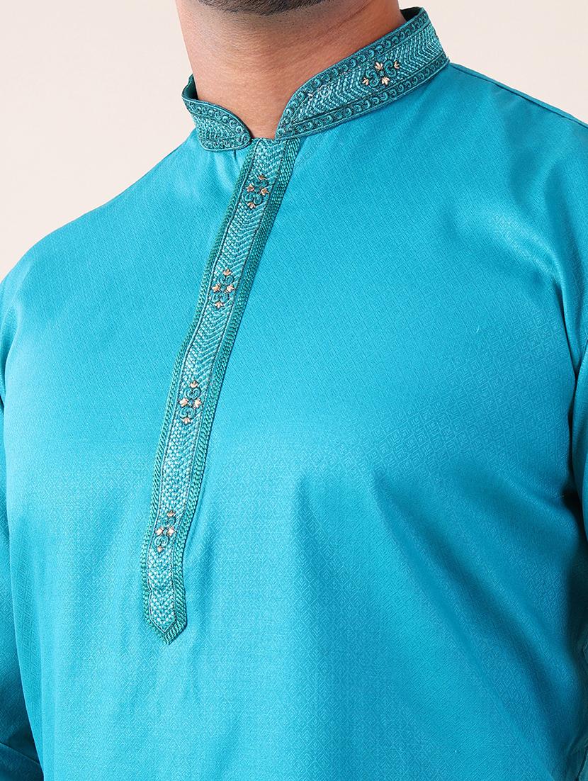 men mandarin neck kurta pyjama ethnic wear set - 22061882 - Standard Image - 5