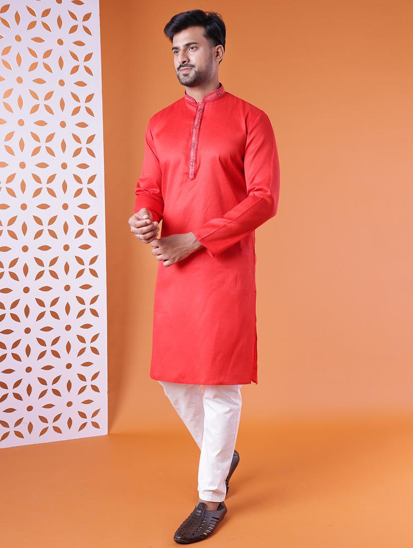 men mandarin neck kurta pyjama ethnic wear set - 22061884 - Standard Image - 3