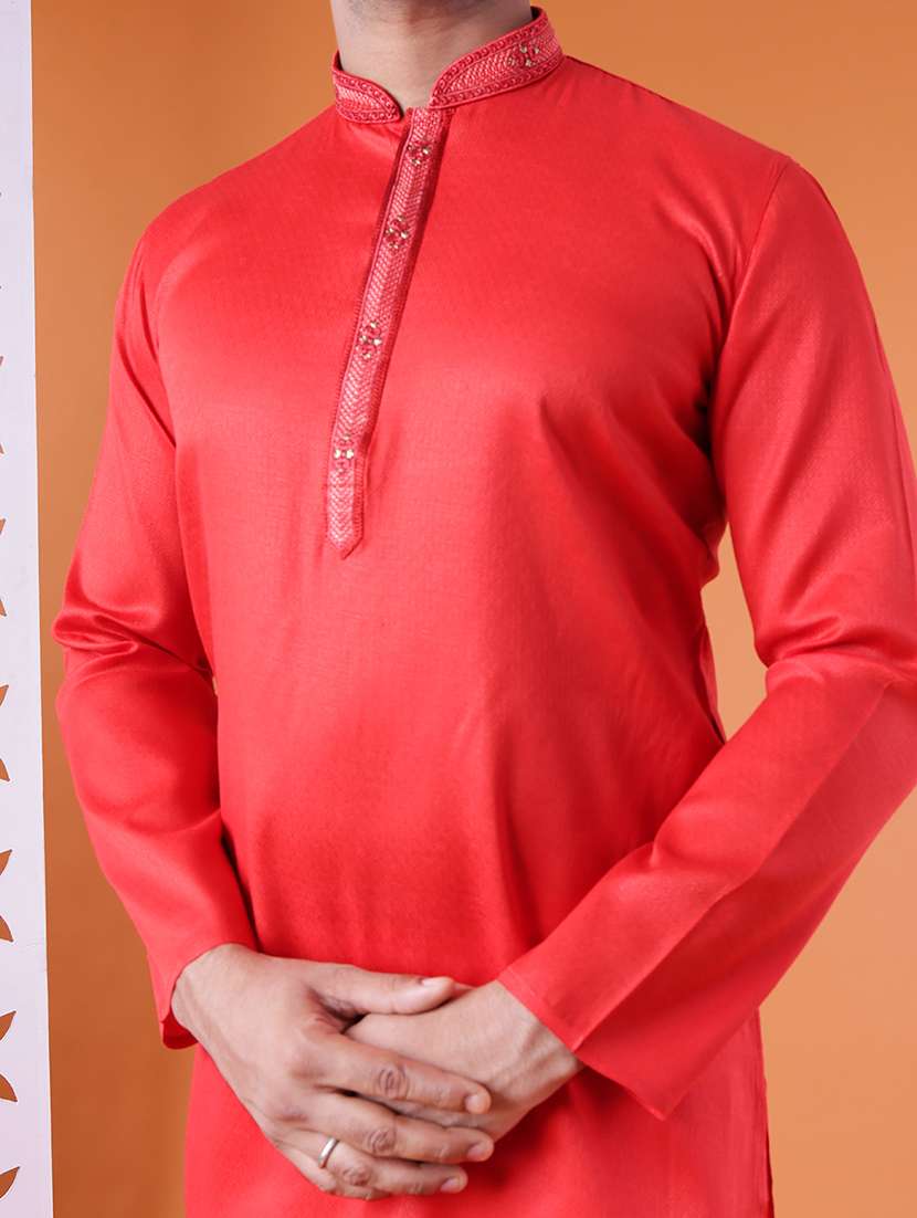 men mandarin neck kurta pyjama ethnic wear set - 22061884 - Standard Image - 5