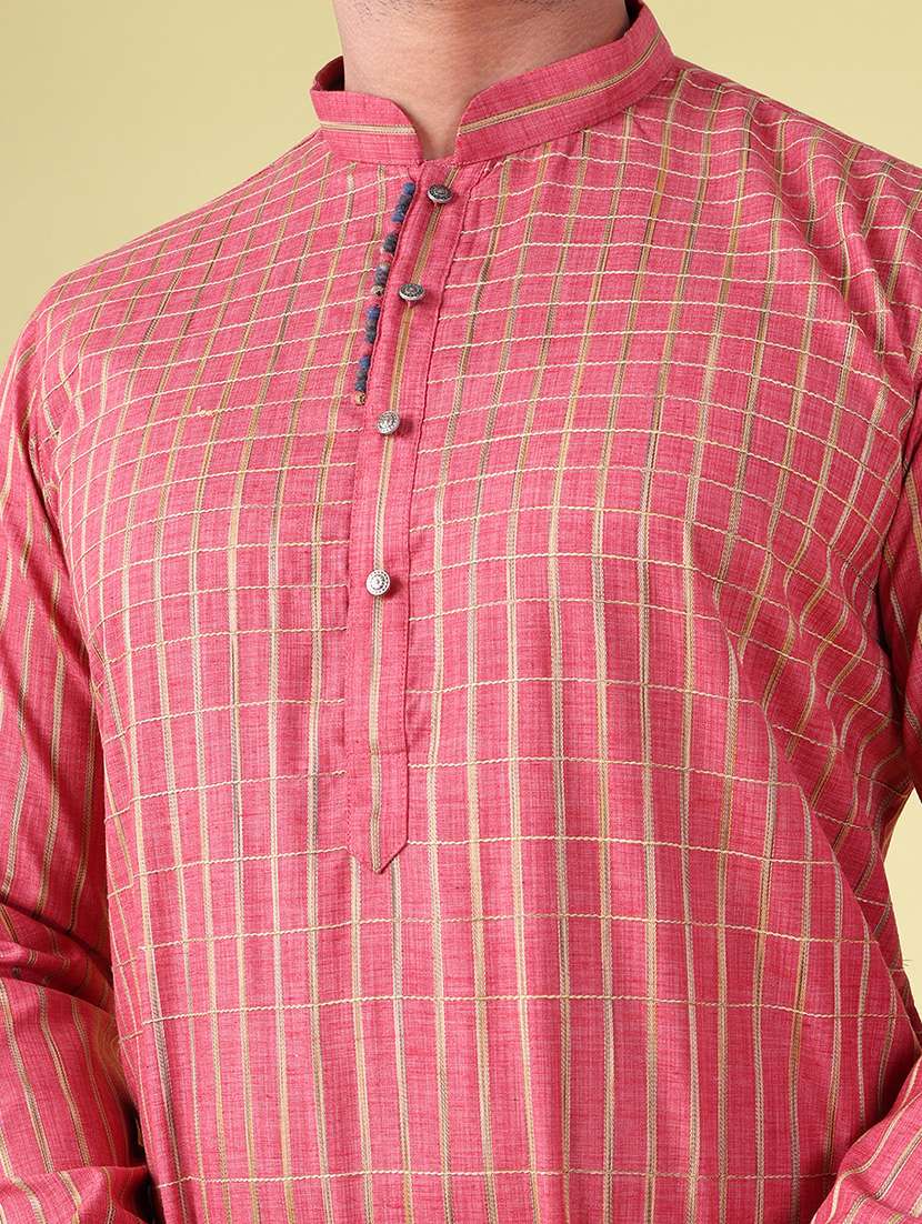 men mandarin neck kurta pyjama ethnic wear set - 22061886 - Standard Image - 5
