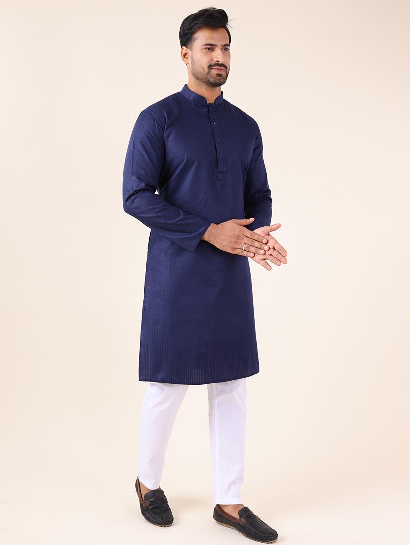 men mandarin neck kurta pyjama ethnic wear set - 22061887 - Standard Image - 3