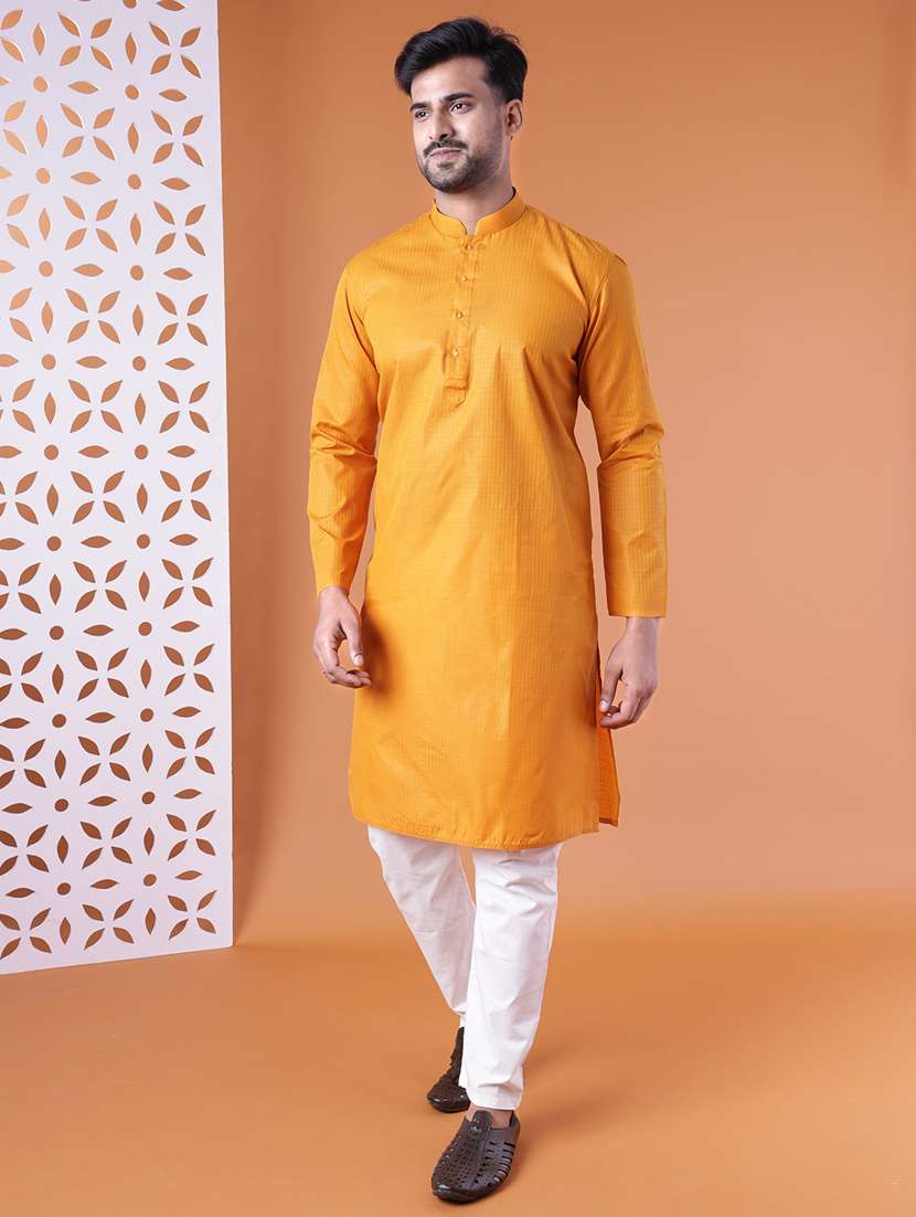 men mandarin neck kurta pyjama ethnic wear set - 22061888 - Zoom Image - 0