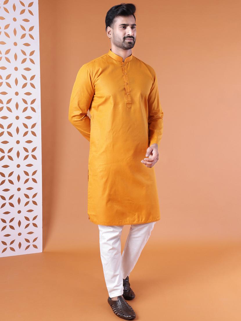 men mandarin neck kurta pyjama ethnic wear set - 22061888 - Standard Image - 3