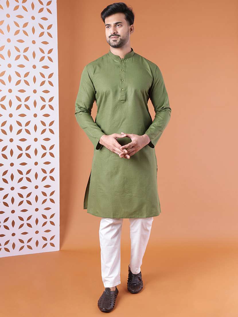 men mandarin neck kurta pyjama ethnic wear set