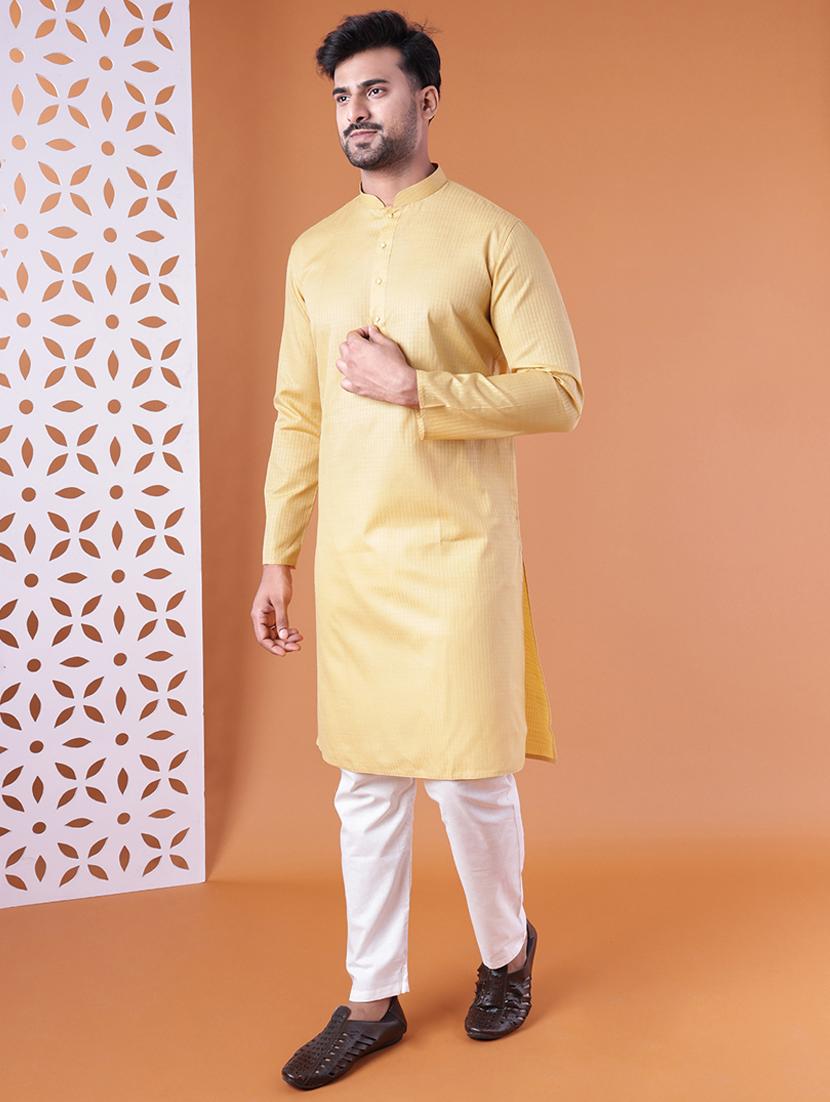 men mandarin neck kurta pyjama ethnic wear set - 22061891 - Standard Image - 3