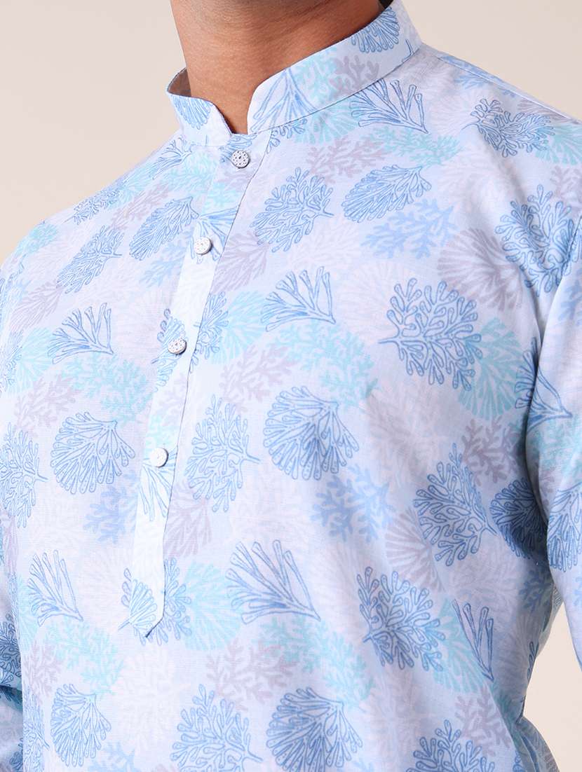 men mandarin neck kurta pyjama ethnic wear set - 22061892 - Standard Image - 5