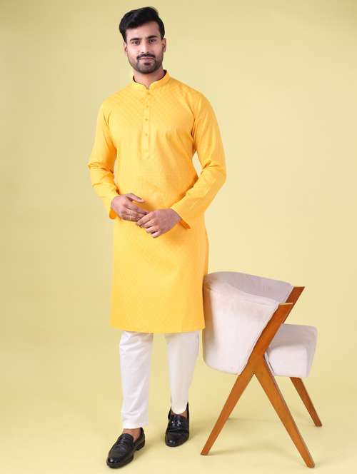 men mandarin neck kurta pyjama ethnic wear set - 22061893 - Standard Image - 0