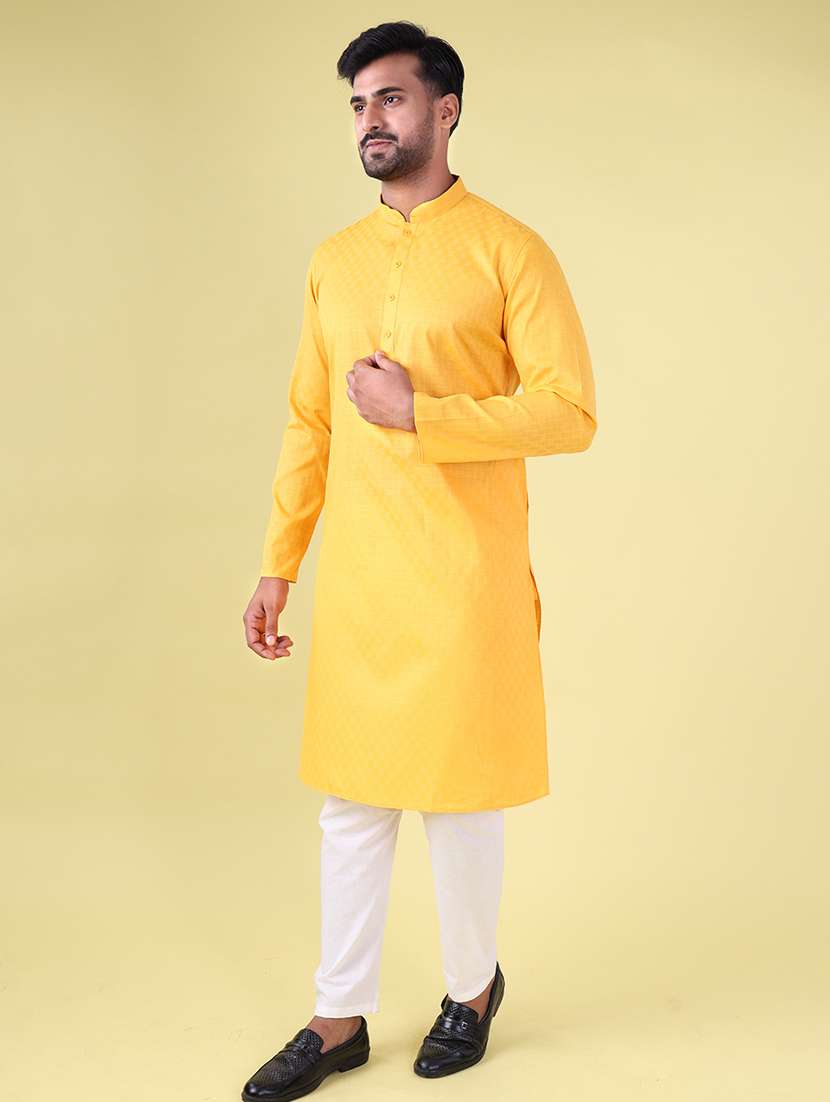 men mandarin neck kurta pyjama ethnic wear set - 22061893 - Standard Image - 3