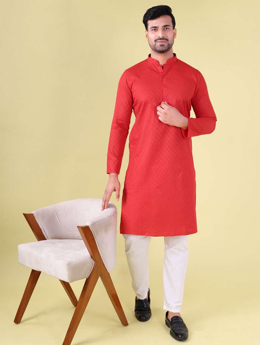 men mandarin neck kurta pyjama ethnic wear set - 22061894 -  Zoom Image - 0