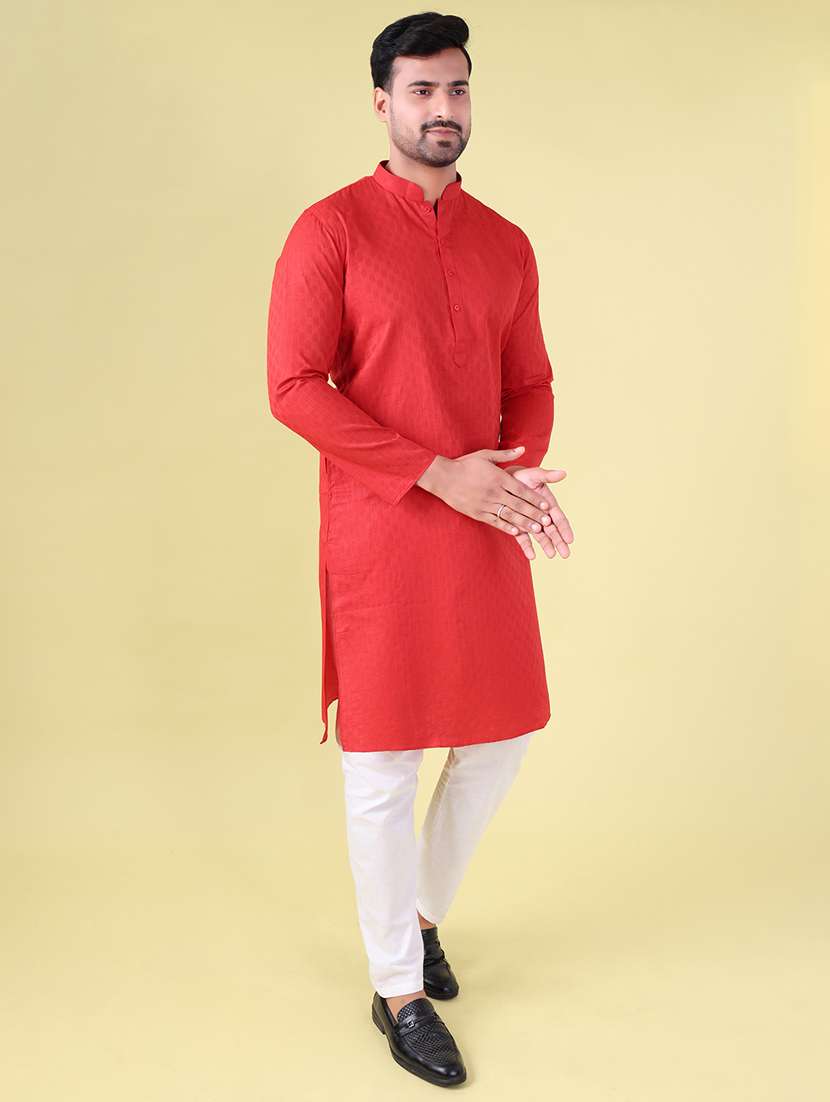 men mandarin neck kurta pyjama ethnic wear set - 22061894 - Standard Image - 3